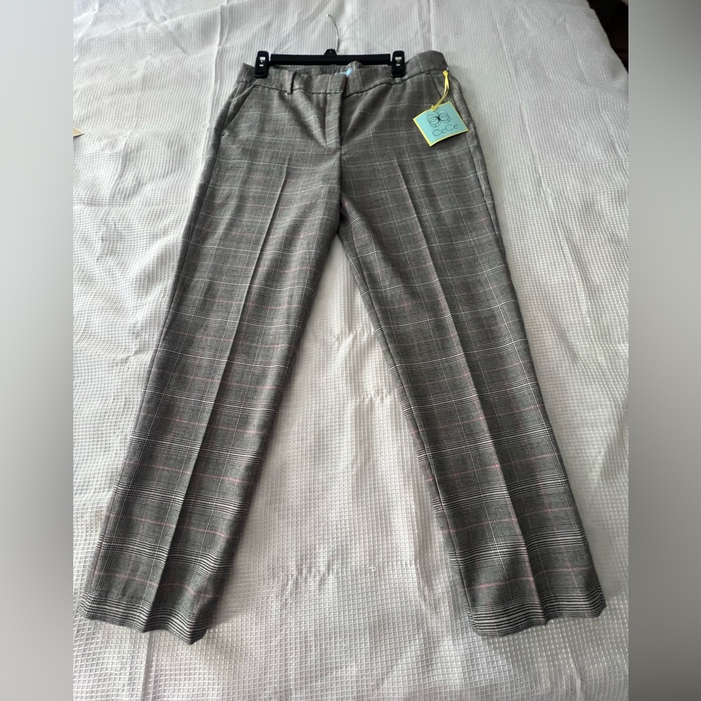 CeCe Gray and Pink Plaid Women's Pantsuit